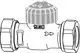 Thermostat-Ventilunterteil mit Nippelanschluss, Abbildung zeigt Verbindungselemente. Produkt von IMI Hydronic Engineering, geeignet für Heizungsanwendungen.
